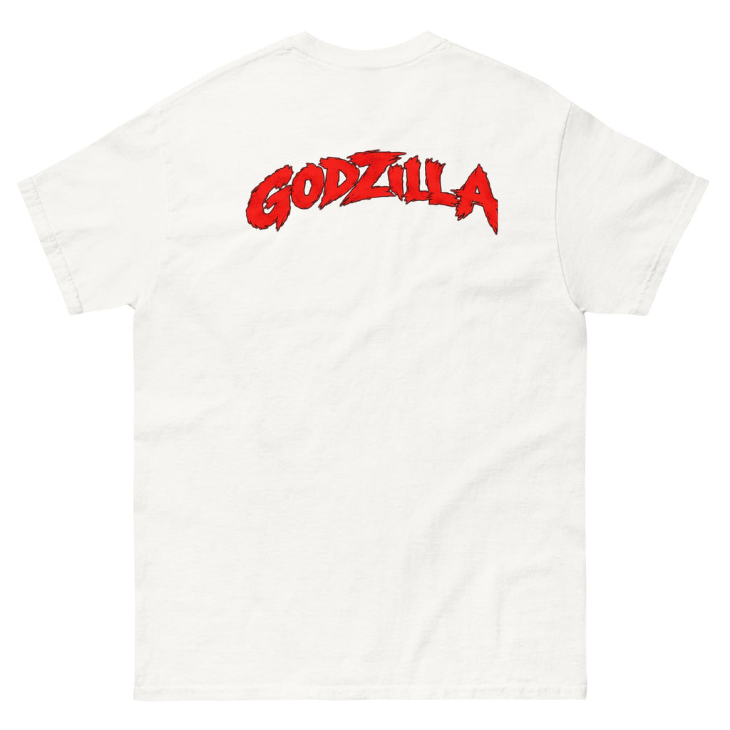 Red Sun Dockyard Fury Tee white back with red GODZILLA lettering